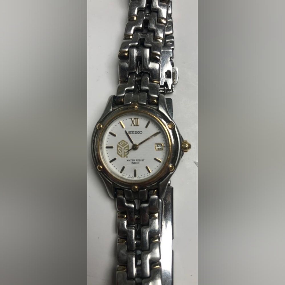Vintage Seiko Watch Women Silver Tone 7N82-0599 Date New Battery 6.5" ST STEEL